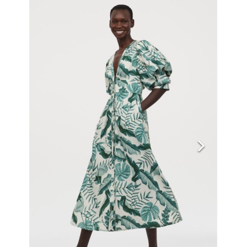 NWT Johanna Ortiz for H&M Natural White Leaf Dress